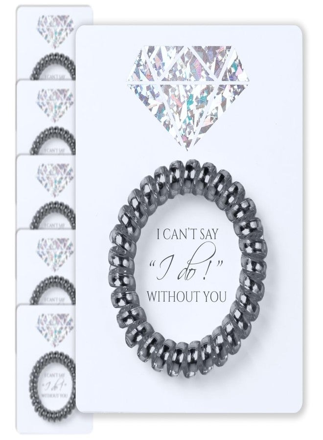 Toros.Store Set of 6 Bridesmaid Gifts Spiral Hair Ties on a Proposal Card - Phone Cord Hair Tie for Bridal Shower, Bachelorette Party Favors, Maid of Honor and Bridesmaid Proposal Gift (Dark Silver) - Image 1